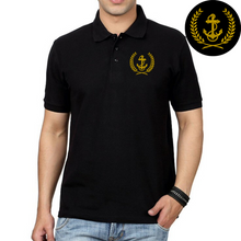 Load image into Gallery viewer, Merchant Navy Anchor Logo Embroidered Cotton Polo Neck T-shirt