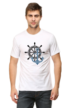 Load image into Gallery viewer, Black Wheel and Blue Anchor - Men's Half Sleeve Round Neck T-shirt