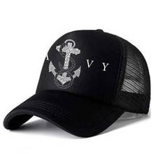 Load image into Gallery viewer, Navy Printed Black Adult Unisex Truckers Style Cap - Premium Quality