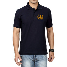 Load image into Gallery viewer, Merchant Navy Cotton Polo Neck T-shirt for Third Officer Anchor with Leaf Logo - Embroidered
