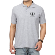 Load image into Gallery viewer, Merchant Navy Cotton Polo Neck T-shirt for Fourth Engineer Anchor with Leaf Logo - Embroidered