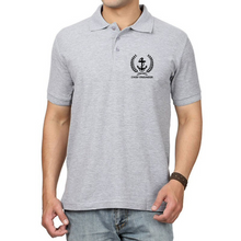 Load image into Gallery viewer, Merchant Navy Cotton Polo Neck T-shirt for Chief Engineer Anchor with Leaf Logo - Embroidered