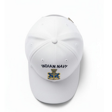 Load image into Gallery viewer, Indian Navy Logo Embroidered Adult Unisex free size Cap White - Premium Quality