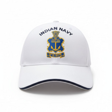 Load image into Gallery viewer, Indian Navy Logo Embroidered Adult Unisex free size Cap White - Premium Quality