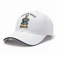 Load image into Gallery viewer, Indian Navy Logo Embroidered Adult Unisex free size Cap White - Premium Quality