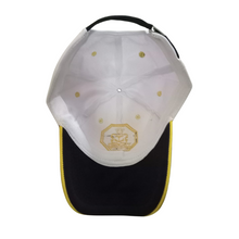 Load image into Gallery viewer, Indian Navy Embroidered Adult Unisex free size Cap White with Yellow Tipping Blue Visor - Premium Quality