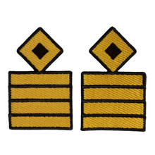 Load image into Gallery viewer, Merchant Navy Captain Rank Insignia, Gold Stripes Embroidered Patch, Iron On Badge