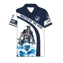Load image into Gallery viewer, Merchant Navy Master Of The Seas Crashing Waves Drifit Polo Neck Tshirt