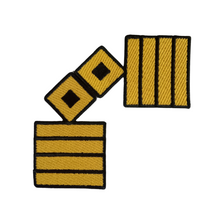Load image into Gallery viewer, Merchant Navy Captain Rank Insignia, Gold Stripes Embroidered Patch, Iron On Badge