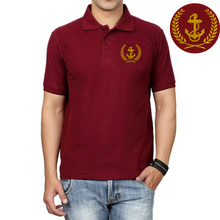 Load image into Gallery viewer, Merchant Navy Anchor Logo Embroidered Cotton Polo Neck T-shirt
