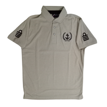 Load image into Gallery viewer, Merchant Navy Embroidered Dri-Fit 100% Polyster Polo Neck T-shirt for Captain/Master-Anchor Logo on Left Chest & Eppaulets Logo on Sleeves