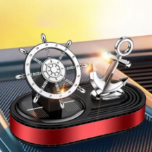 Load image into Gallery viewer, Solar Powered Rotating Ship Helm Wheel and Anchor Air Freshener Car Dashboard Accessory