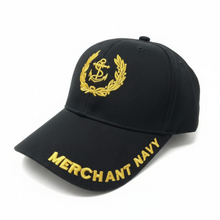 Load image into Gallery viewer, Merchant Navy Embroidered Black Adult Unisex Cap - Premium Quality