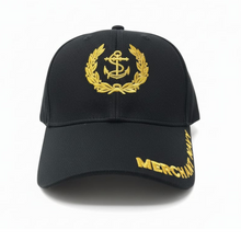 Load image into Gallery viewer, Merchant Navy Embroidered Black Adult Unisex Cap - Premium Quality