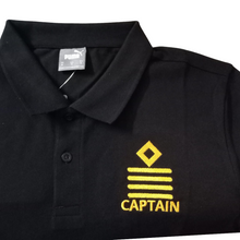 Load image into Gallery viewer, PUMA Brand Merchant Navy Captain Eppaullets Logo Embroidered Polo Neck T-shirt - Black