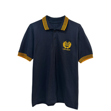 Load image into Gallery viewer, Merchant Navy Cotton Polo Neck T-shirt for Captain with 4 Yellow Stripes on Collar & Cuff