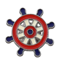 Load image into Gallery viewer, Merchant Navy Ship Steering Helm Wheel Lapel Pin Collar Enamel Brooch