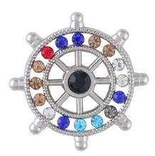 Load image into Gallery viewer, Merchant Navy Silver Ship Steering Helm Wheel Lapel Pin Collar Brooch