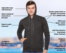 Load image into Gallery viewer, Merchant Navy Unisex Zipper Hoodie with Anchor with Leaf Embroidery - Black