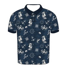 Load image into Gallery viewer, Merchant Navy Nautical Motifs Printed Drifit Polo Neck Tshirt
