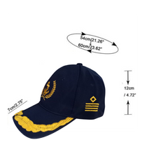 Load image into Gallery viewer, Merchant Navy Captain Embroidered Navy Blue Adult Unisex Cap - Premium Quality