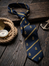 Load image into Gallery viewer, Indian Navy Logo Jacquard Woven Formal Unisex Navy Blue Necktie
