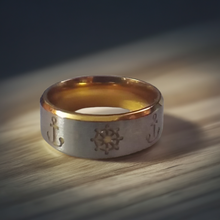 Load image into Gallery viewer, Anchor & Helm Wheel Engraved Unisex Solid Stainless Ring