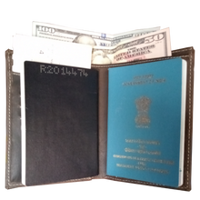 Load image into Gallery viewer, Classic Veg Tanned Hunter Leather Passport / CDC / COC Travel Wallet