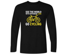 Load image into Gallery viewer, See the world with different lens go cycling - Men's full sleeve round neck T-shirt