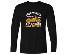 Load image into Gallery viewer, Four wheels move the body two wheel move the soul - Men's full sleeve round neck T-shirt
