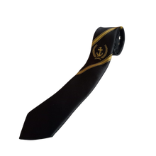 Load image into Gallery viewer, Merchant Navy Anchor with Leaf Jacquard Woven Formal Unisex Black Necktie for Sailors