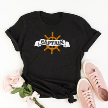 Load image into Gallery viewer, Captain (Typo with Wheel) - Women's Half Sleeve Round Neck T-shirt