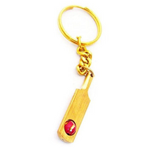 Load image into Gallery viewer, Brass Cricket Bat and Ball Metal Keychain for cricket lovers