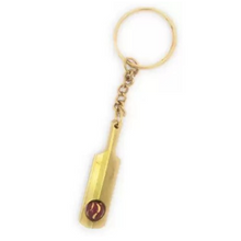 Load image into Gallery viewer, Brass Cricket Bat and Ball Metal Keychain for cricket lovers