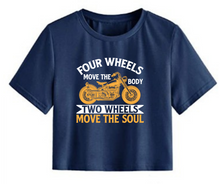 Load image into Gallery viewer, Four wheels move the body two wheels move the soul - Women's Crop Top