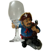 Load image into Gallery viewer, Blue Shirt Pirate Wine Glass Holder - PolyResin Material