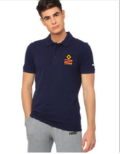 Load image into Gallery viewer, PUMA Brand Merchant Navy Ranks Printed Polo Neck T-shirt - Navy Blue