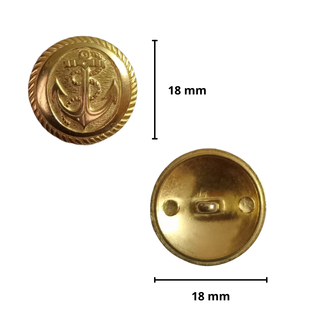 Metal Coat Buttons with Anchor Logo Dia 18 mm MARINERSKART