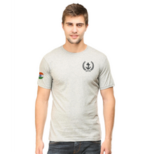 Load image into Gallery viewer, Merchant Navy Anchor Logo with Indian Tri-colour on Sleeves Embroidered Cotton Round Neck T-shirt