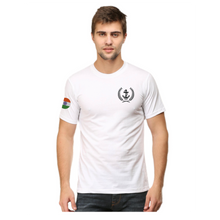 Load image into Gallery viewer, Merchant Navy Anchor Logo with Indian Tri-colour on Sleeves Embroidered Cotton Round Neck T-shirt