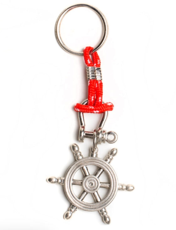 Silver Helm Wheel with rope Metal Keychain – MARINERSKART