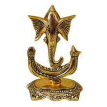 Load image into Gallery viewer, Anchor Ganesha Metal Statue with Brass Antique Finish