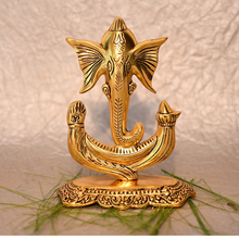 Load image into Gallery viewer, Anchor Ganesha Metal Statue with Brass Antique Finish