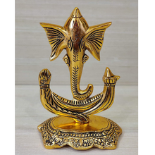 Load image into Gallery viewer, Anchor Ganesha Metal Statue with Brass Antique Finish
