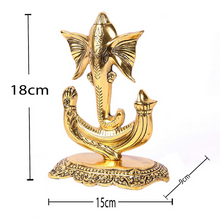Load image into Gallery viewer, Anchor Ganesha Metal Statue with Brass Antique Finish