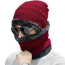 Load image into Gallery viewer, Unisex Soft Fleece Knitted Woollen Beanie Winter Cap with Neck Warmer/Muffler