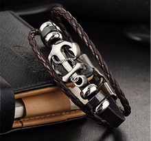 Load image into Gallery viewer, Anchor Braided Leather Ring Wrist Band Strand Bracelet - Men