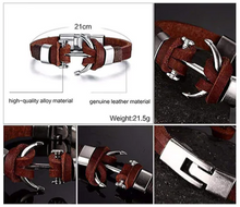 Load image into Gallery viewer, Anchor Leather Ring Wrist Band Strand Bracelet - Men