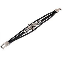 Load image into Gallery viewer, Anchor Braided Leather Ring Wrist Band Strand Bracelet - Men