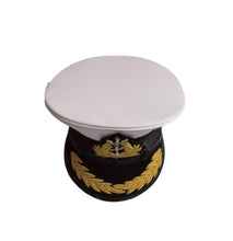 Load image into Gallery viewer, Merchant Navy White Peak Cap with Hand Embroidered Badges for Master and Chief Engineer